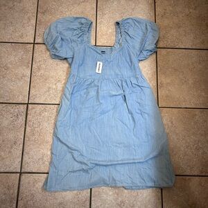 Old Navy Blue Puff Sleeve Casual Dress